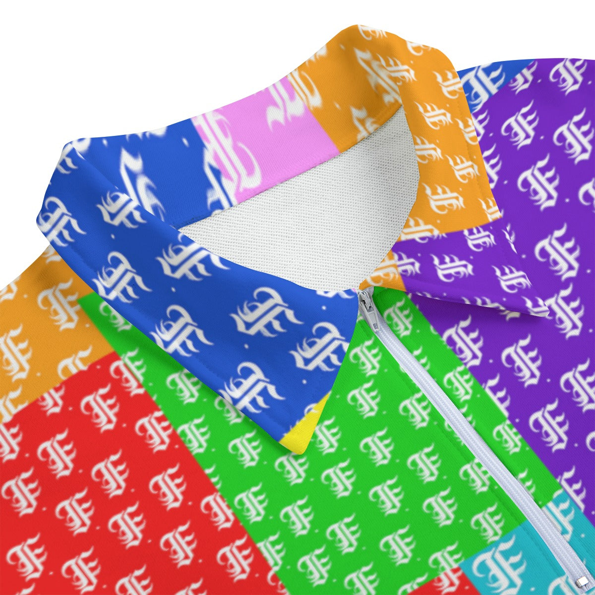 Multi-Color Patchwork Heavyweight Zip-Up Polo  | 310GSM Cotton