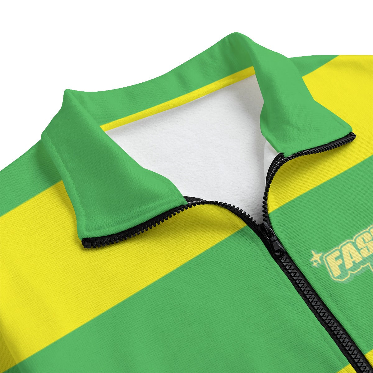 Green & Yellow Striped | Knitted Fleece Zip-up